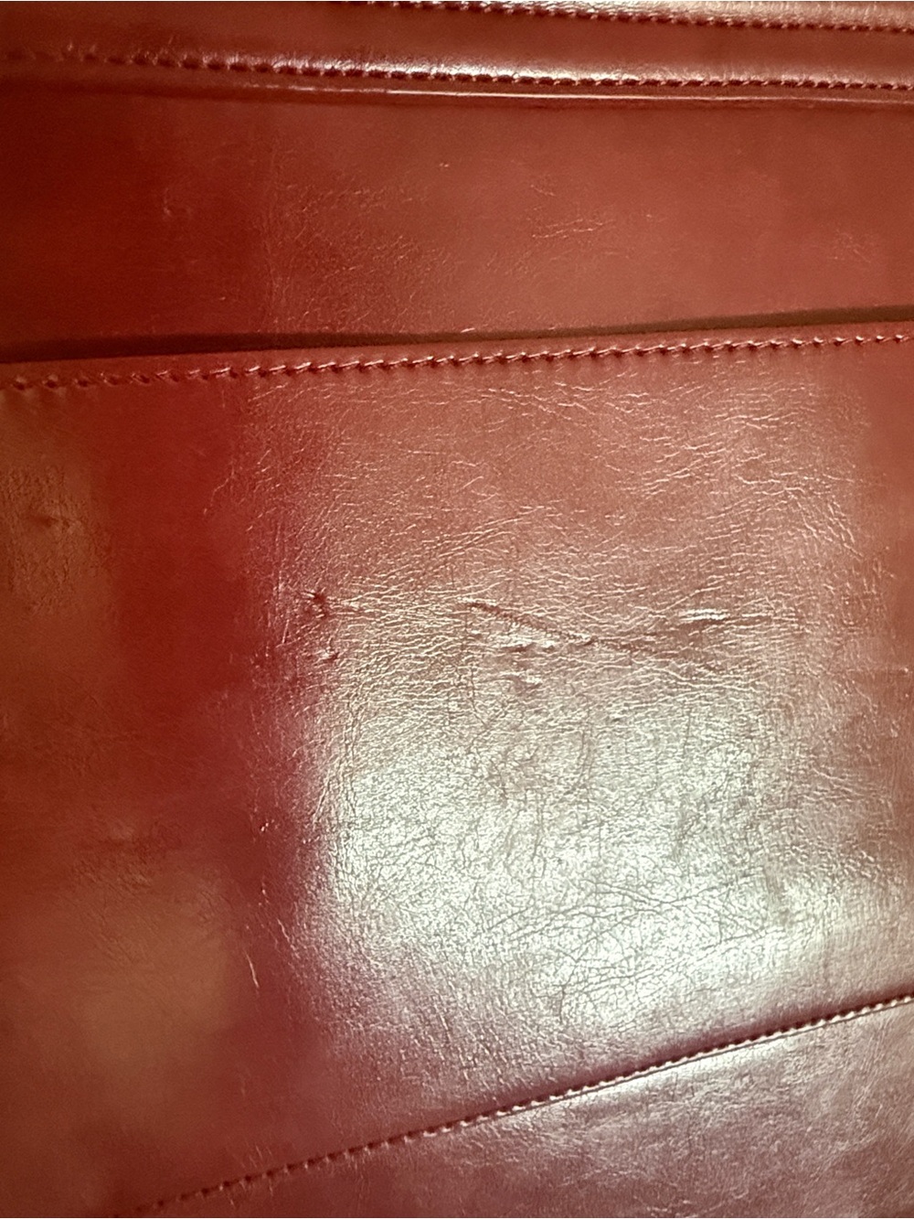 Ecosusi Red Burgundy faux leather satchel messenger bag - Picture 5 of 7